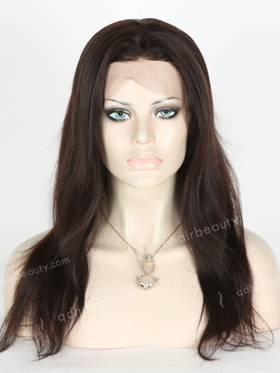 In Stock Indian Remy Hair 14" Light Yaki 1b# Color Lace Front Wig SLF-01046